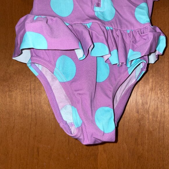 BabyGap Purple & Blue Polka Dot Ruffle Swimsuit 0-3 Months - Picture 3 of 6